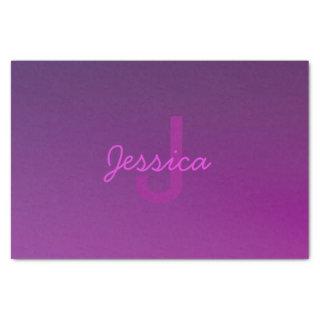 Modern Editable Monogrammed Text & Purple Ombre  Tissue Paper