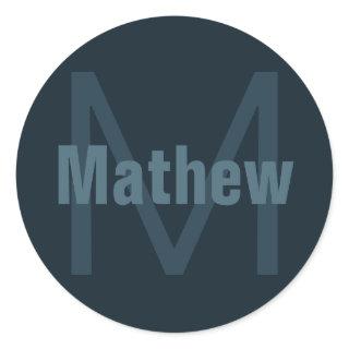 Modern Editable Name Classic Round Sticker