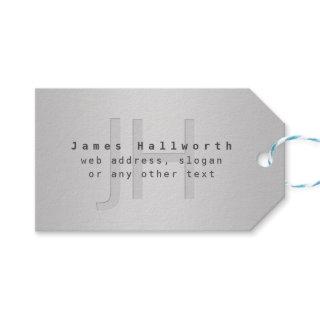 Modern Editable Name & Slogan | Grey Gradient  Gift Tags