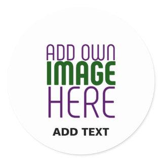 MODERN EDITABLE SIMPLE WHITE IMAGE TEXT TEMPLATE CLASSIC ROUND STICKER