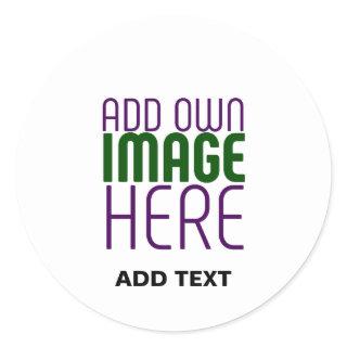 MODERN EDITABLE SIMPLE WHITE IMAGE TEXT TEMPLATE CLASSIC ROUND STICKER