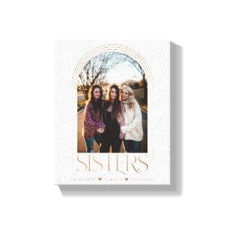 Modern Elegant Arch Frame Sisters Photo Keepsake Canvas Print