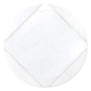 Modern Elegant Blank Template Marble Gold Frame Classic Round Sticker