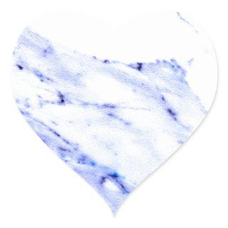 Modern Elegant Blue, White Marble granite pattern  Heart Sticker