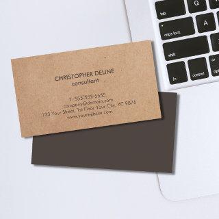 Modern Elegant Brown Kraft Paper Consultant Business Card