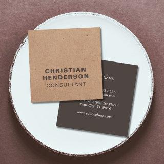 Modern Elegant Brown White Kraft Paper Consultant Square Business Card