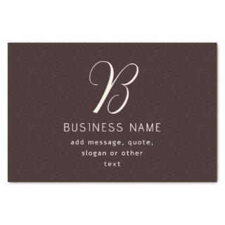 Modern Elegant Business Name Monogram | Dark Brown Tissue Paper
