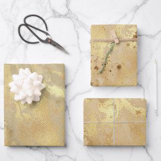 Modern Elegant Faux Gold Watercolor Marble Pattern  Sheets