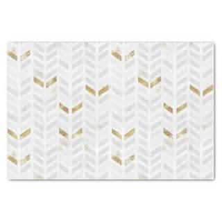 Modern Elegant Gold White Gray Painted Chevron Tissue Paper