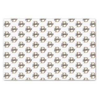 Modern Elegant Monogram Name  Black Gold Script  Tissue Paper