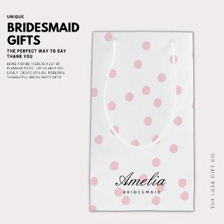 Modern Elegant Pink Polka Dot Bridesmaid Small Gift Bag