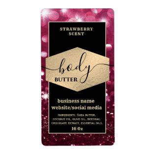 Modern elegant sparkle script body butter label