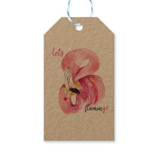 Modern Exotic Pink Let's Flamingo Watercolor Gift Tags