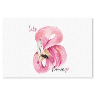Modern Exotic Pink Let's Flamingo Watercolor  Tissue Paper