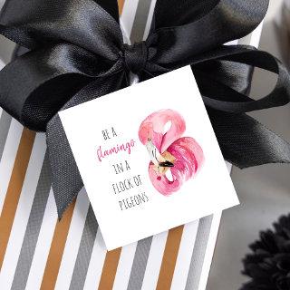 Modern Exotic Pink Watercolor Flamingo With Quote Favor Tags