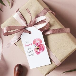 Modern Exotic Pink Watercolor Flamingo With Quote Gift Tags