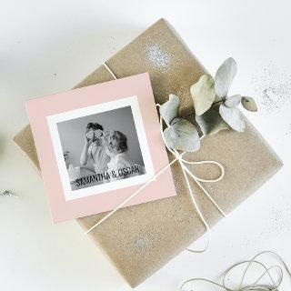 Modern  Family Photo Pastel Pink Simple Gift Favor Tags