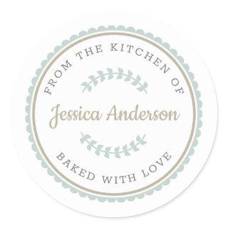 Modern Farmhouse Personalized Baking Gift Classic Round Sticker