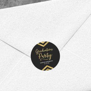 Modern Faux Gold Chevron Graduation Party Classic Round Sticker
