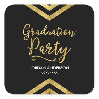 Modern Faux Gold Chevron Graduation Party Square Sticker