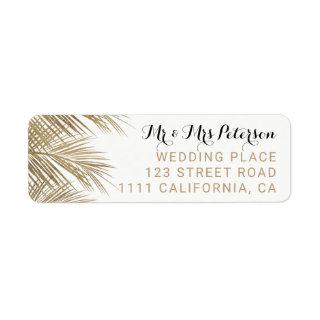 Modern faux gold palm tree elegant wedding label