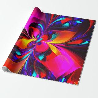 Modern Floral Abstract Art Red Blue Pattern #07