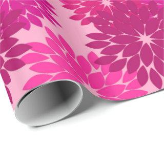Modern Floral Kimono Print, Pink, Fuchsia and Wine
