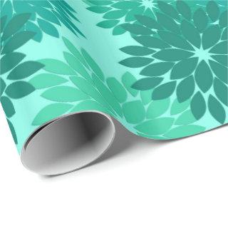 Modern Floral Kimono Print, Turquoise, Teal & Aqua