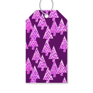 Modern flower Christmas trees - amethyst purple Gift Tags