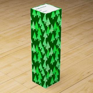 Modern flower Christmas trees - pine green Wine Gift Box