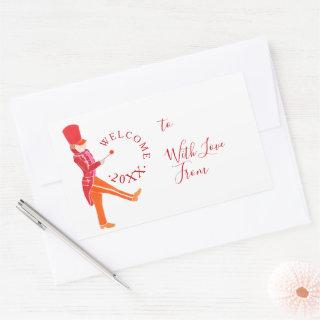 Modern Funny Christmas Nutcracker Drummer Rectangular Sticker