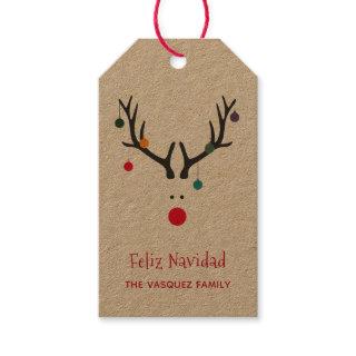 Modern funny Christmas reindeer Feliz Navidad Gift Tags