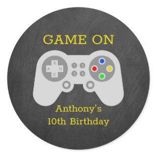 Modern Gamer Any Age Birthday Party Classic Round Sticker