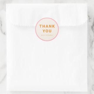 Modern Geometric Custom Thank You Pink Orange Classic Round Sticker