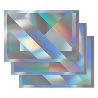 Modern Geometric Holographic Pastel Rainbow Party  Sheets