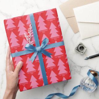 Modern geometric pink red Christmas tree graphic