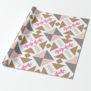 Modern Geometric Quilt Design in Pink and Copper