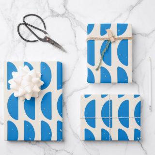 Modern Geometric Shapes Pattern in Blue  Sheets