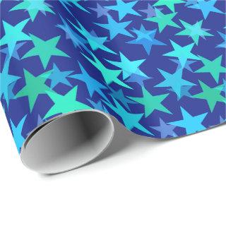 Modern Geometric Stars, Cobalt Blue and Turquoise