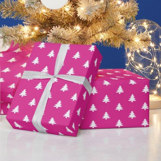 Modern Girly Hot Pink Christmas Trees