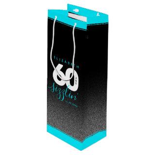Modern Girly Ice Blue 60 and Sizzling Wine Gift Bag