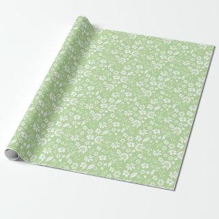 Modern Girly Light Green Spring Flower Pattern