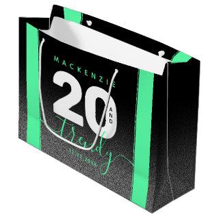 Modern Girly Mint Green 20 and Trendy Large Gift Bag