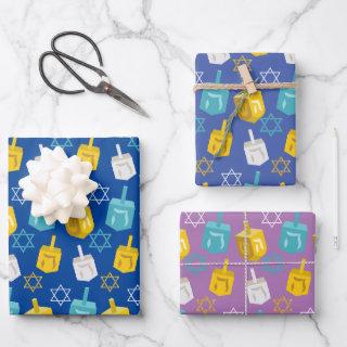 Modern Gold And Blue Hanukkah Dreidels Stars  Sheets