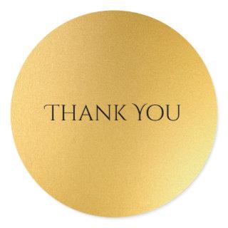 Modern Gold Elegant Thank You Golden Template Classic Round Sticker