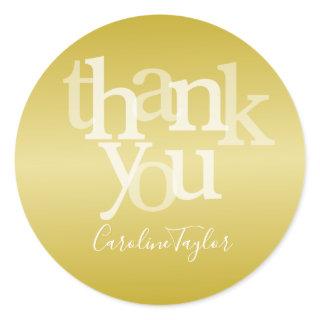 Modern Gold Foil Thank You Classic Round Sticker