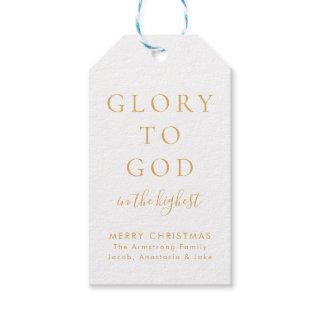 Modern Gold Glory to God Religious Christmas Gift Tags