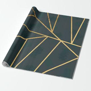 Modern Gold Green Brushstroke Geometric