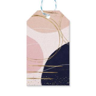 Modern Gold Strokes & Circles Minimal Pink Design Gift Tags