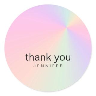 Modern gradient colorful holographic thank you classic round sticker